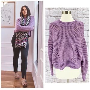 NWOT Elizabeth and James Purple Gold Metallic Chunky Sweater- size large